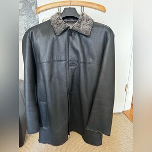 Marc New York Black Sheepskin Coat with Gray shearling lining